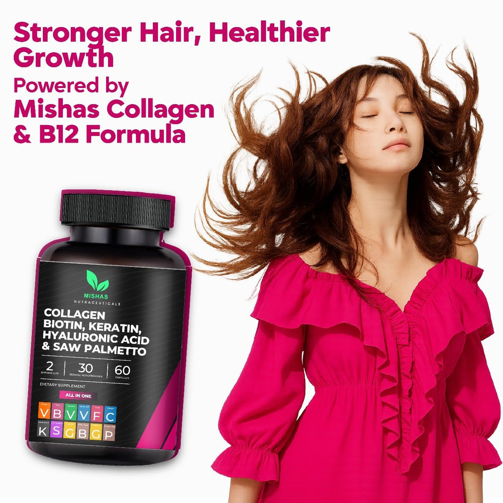 Hair, skin, and nails vitamins packaging on white background