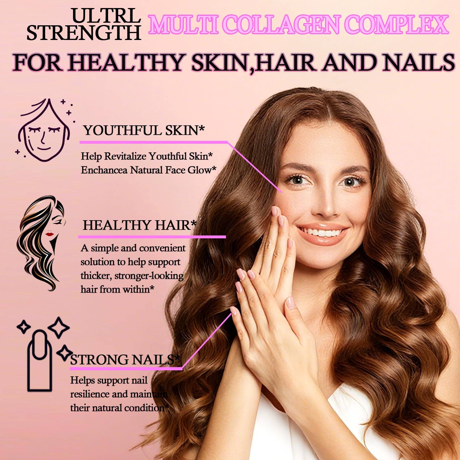 Icons showing joints, skin, hair and nails