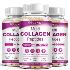 Bottle of Multi Collagen Peptides Softgels for Skin, Hair, Nails & Joints