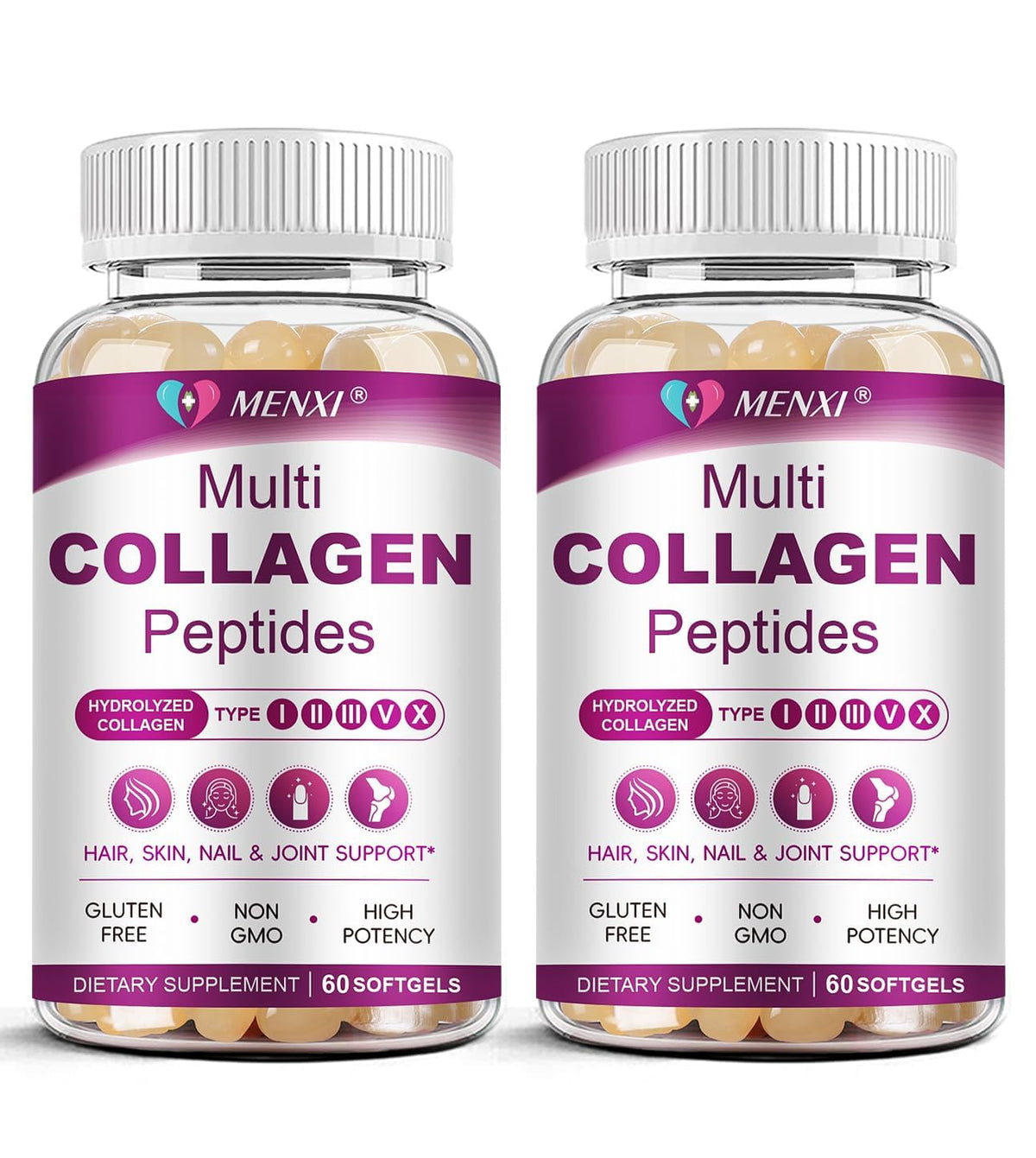 Front view of Multi Collagen Peptides Softgels bottle