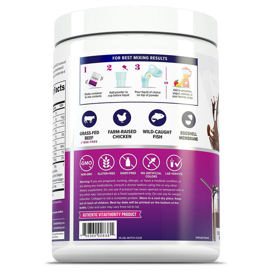 Collagen powder scoop with chocolate flavor