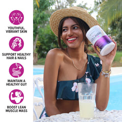 Close-up of hydrolyzed collagen powder texture