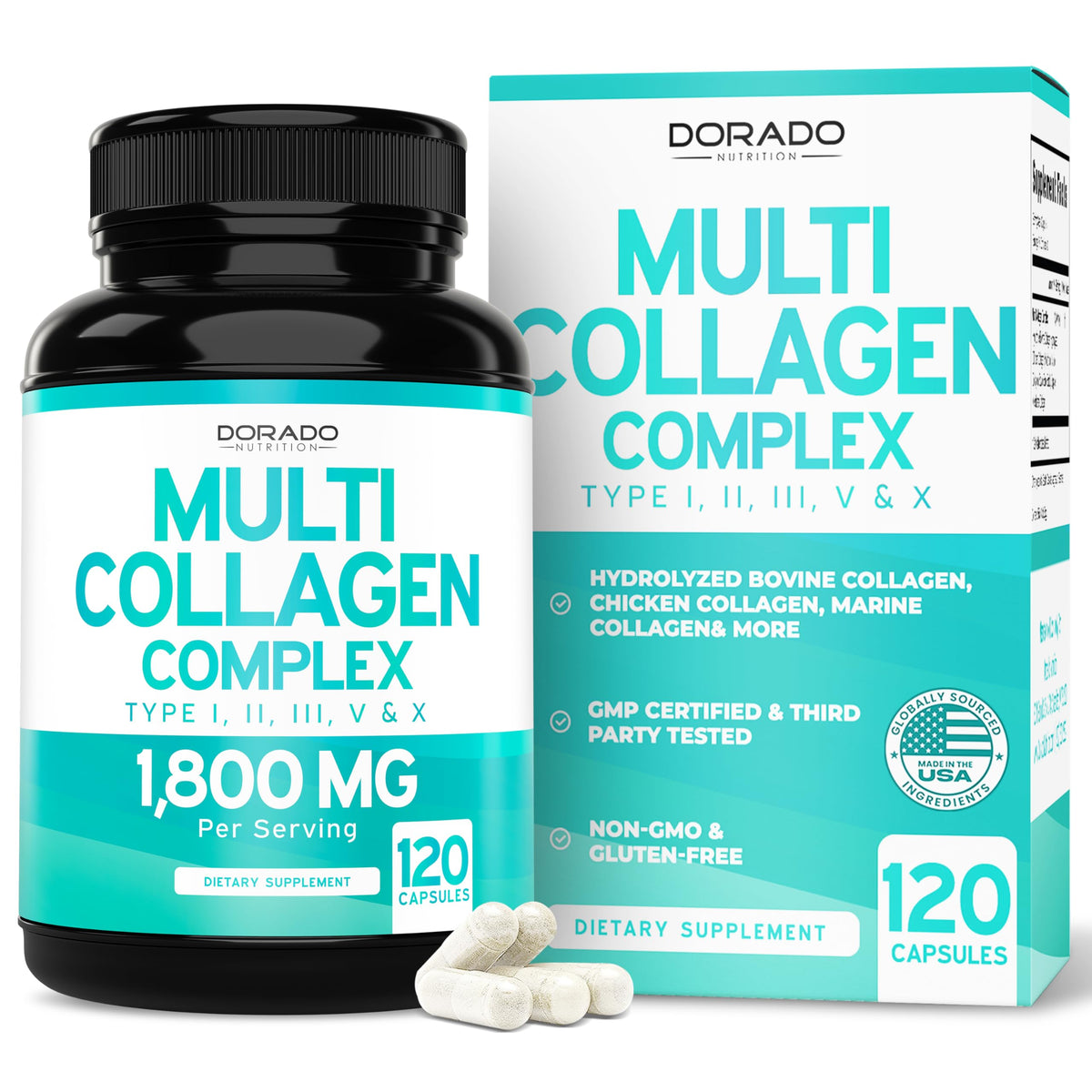 Multi Collagen Pills bottle for Women & Men – 120 capsules