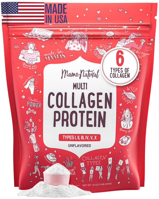 Multi Collagen Protein Powder bottle showcasing grass-fed bovine, wild fish, and eggshell membrane sources