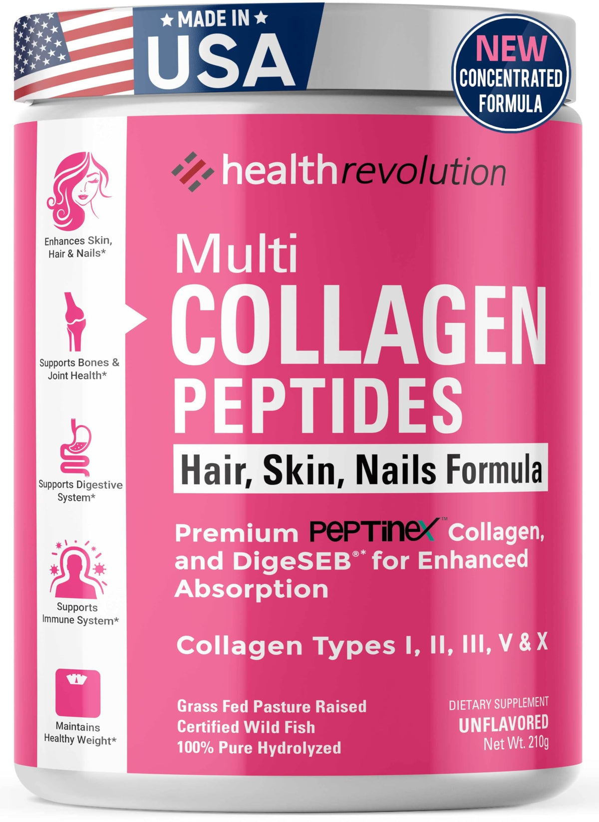 Front view of Multi Collagen Protein Powder bottle