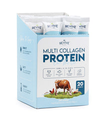 Front view of Multi Collagen Protein Powder Packets with branding