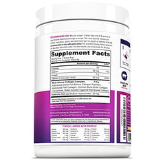 Ingredients label highlighting collagen types I, II, III, V and X with vitamin C