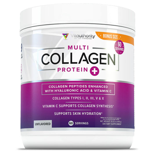 Jar of Multi Collagen Peptides Powder for Women with 60 servings