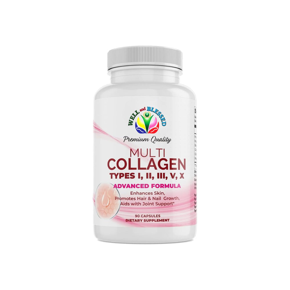 Well and Blessed multi-collagen bottle with 90 capsules