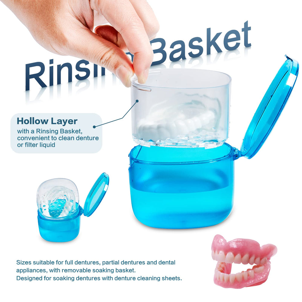 Multi-use denture box for dentures, retainers, mouth guards