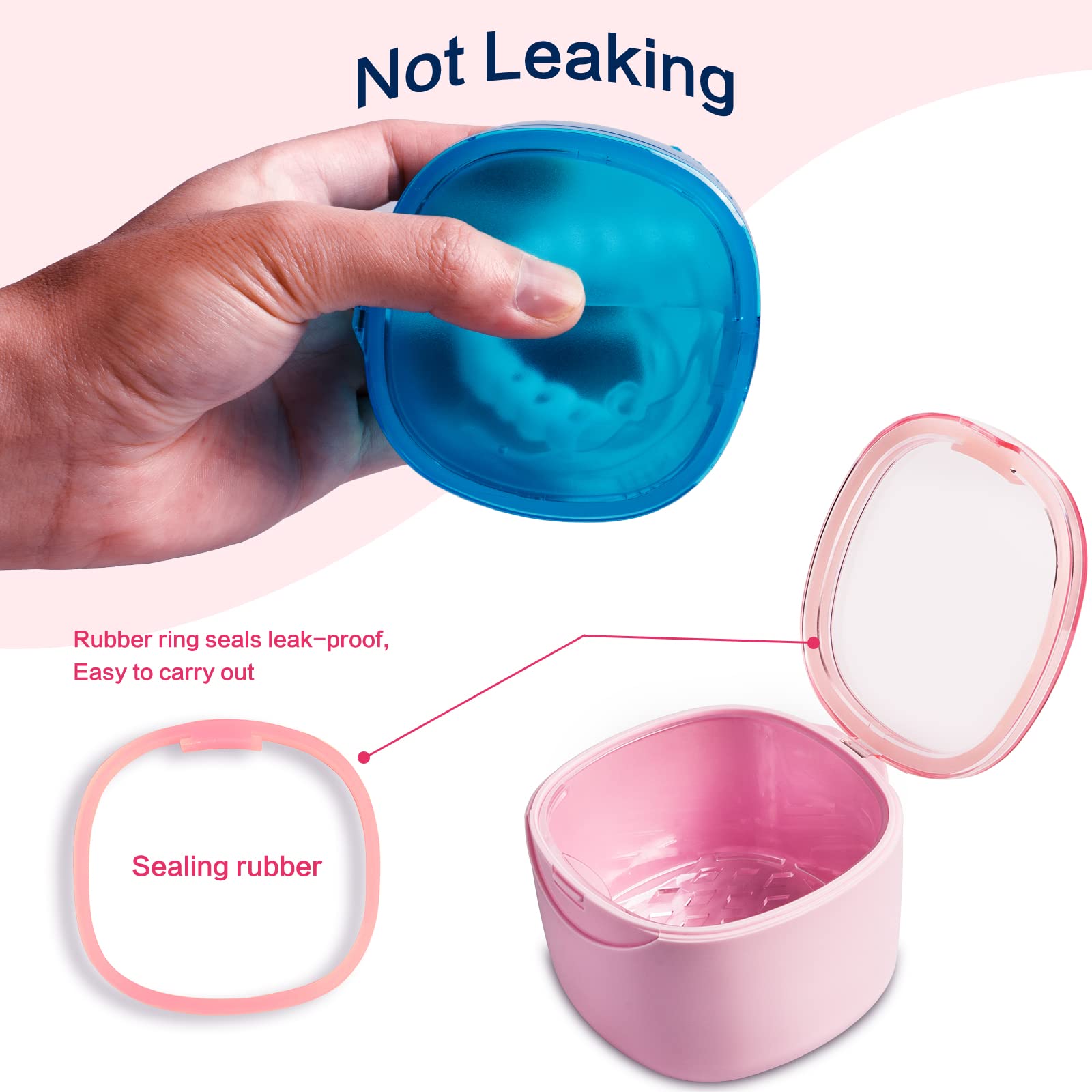 Multi-use pink denture box for dentures, retainers, and guards