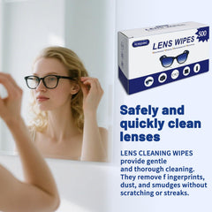 Cleaning wipes for eyeglasses, sunglasses, camera lenses, and goggles