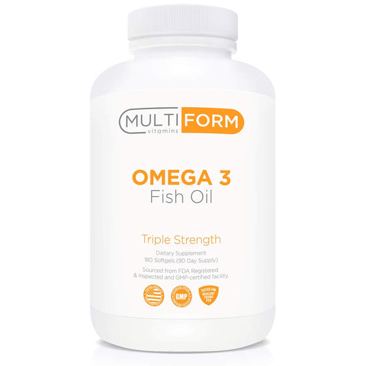 Multiform Omega-3 Fish Oil 2000mg bottle with 180 burpless capsules