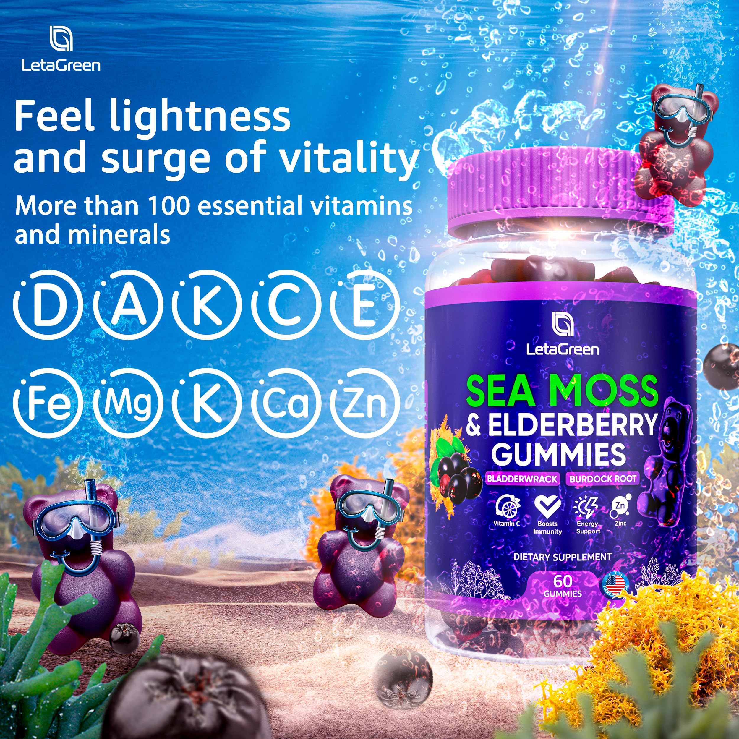 Nutrient-rich multimineral sea moss gummies close-up