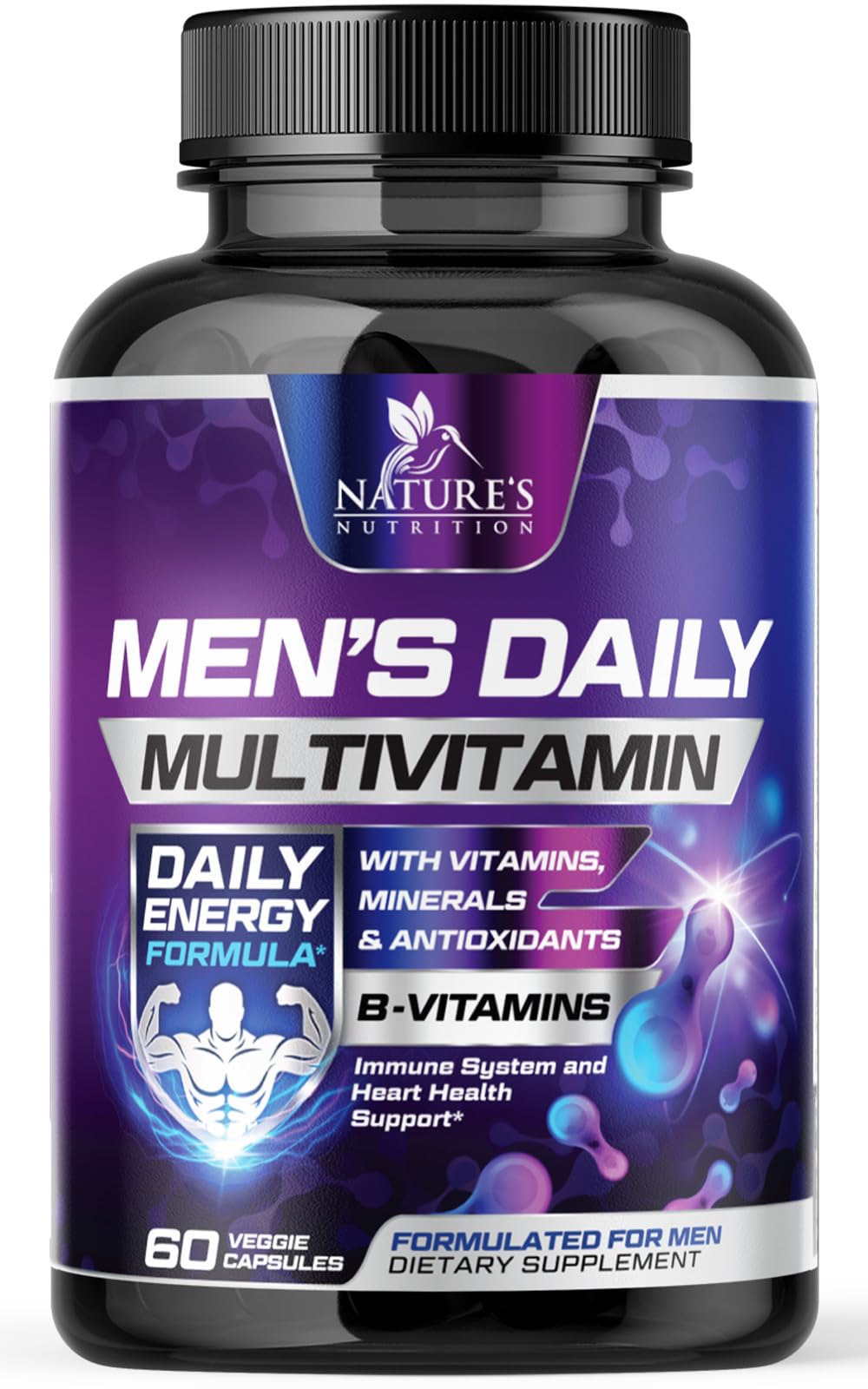 Multivitamin for Men bottle label showing Vitamin A, C, D, E, and B12