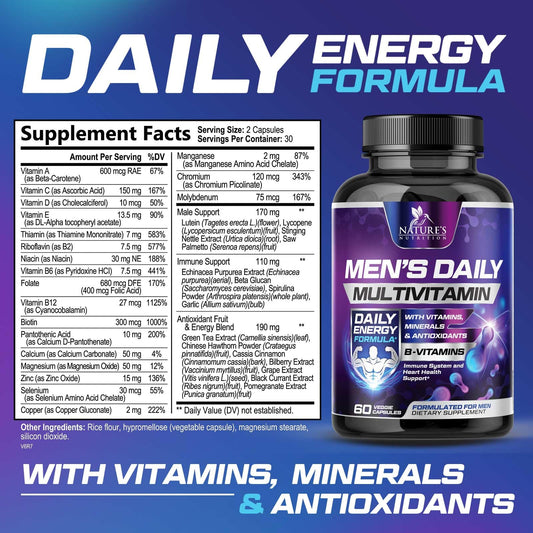 Close-up of capsules from the men’s multivitamin bottle