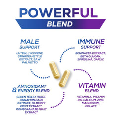 Front-facing shot of the non-GMO men’s multivitamin bottle