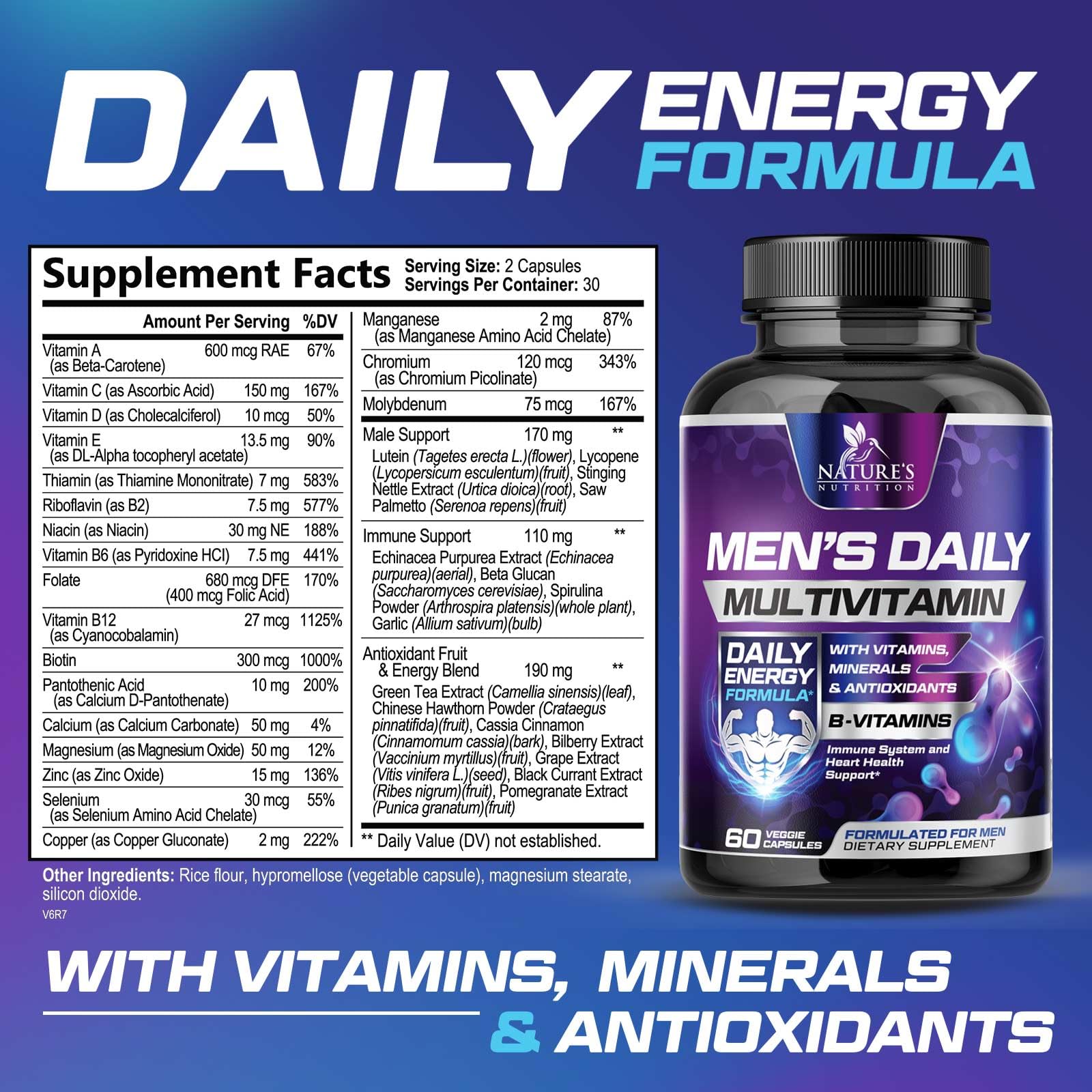 Close-up of men’s multivitamin capsules