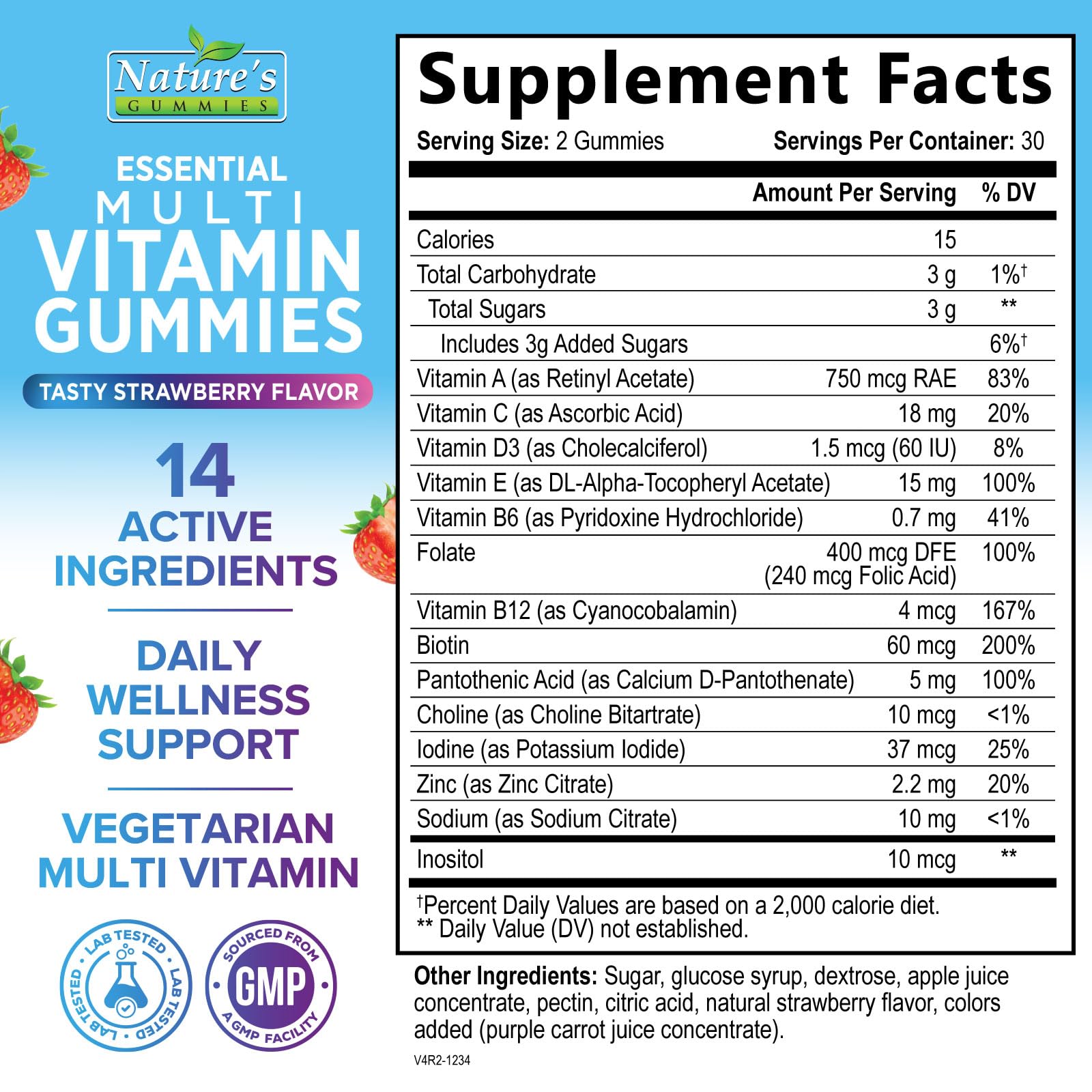 60-count bottle of adult multivitamin gummies