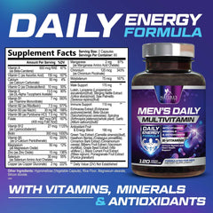 Close-up of men's daily multivitamin capsules