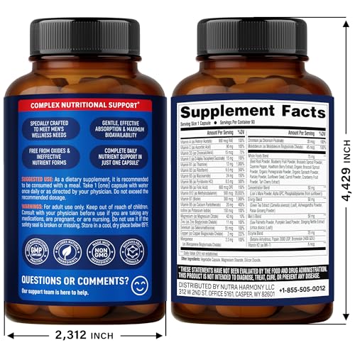 Energy and focus features for brain health in men's vitamin