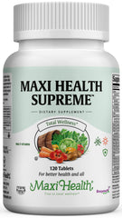 Front view of Maxi Health Supreme High Potency Multivitamin bottle for men and women