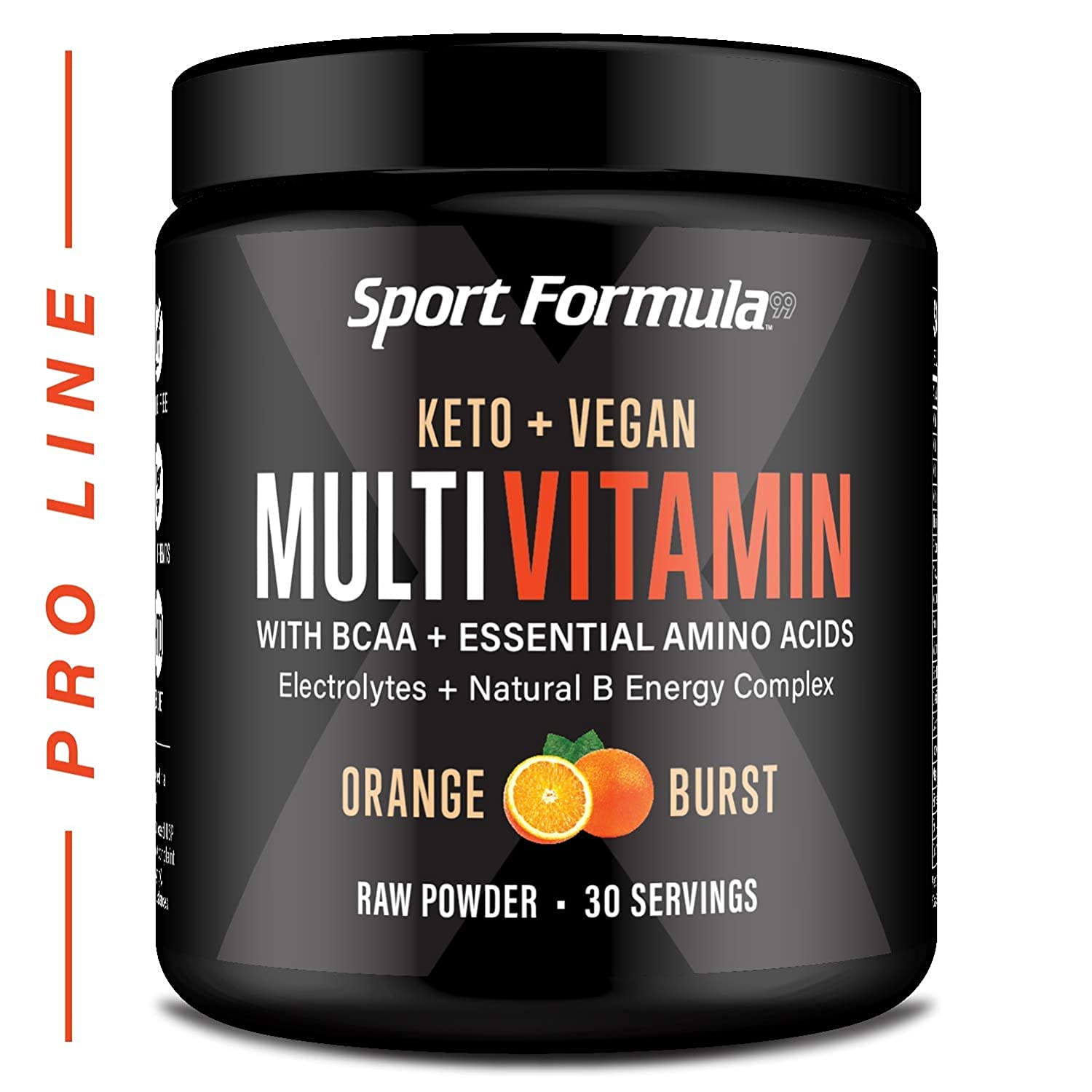 Front view of Multivitamin Powder Orange Burst Keto Drink Mix