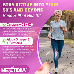 Bone, teeth, joints support with Ca, D3, K2, Omega-3, Turmeric