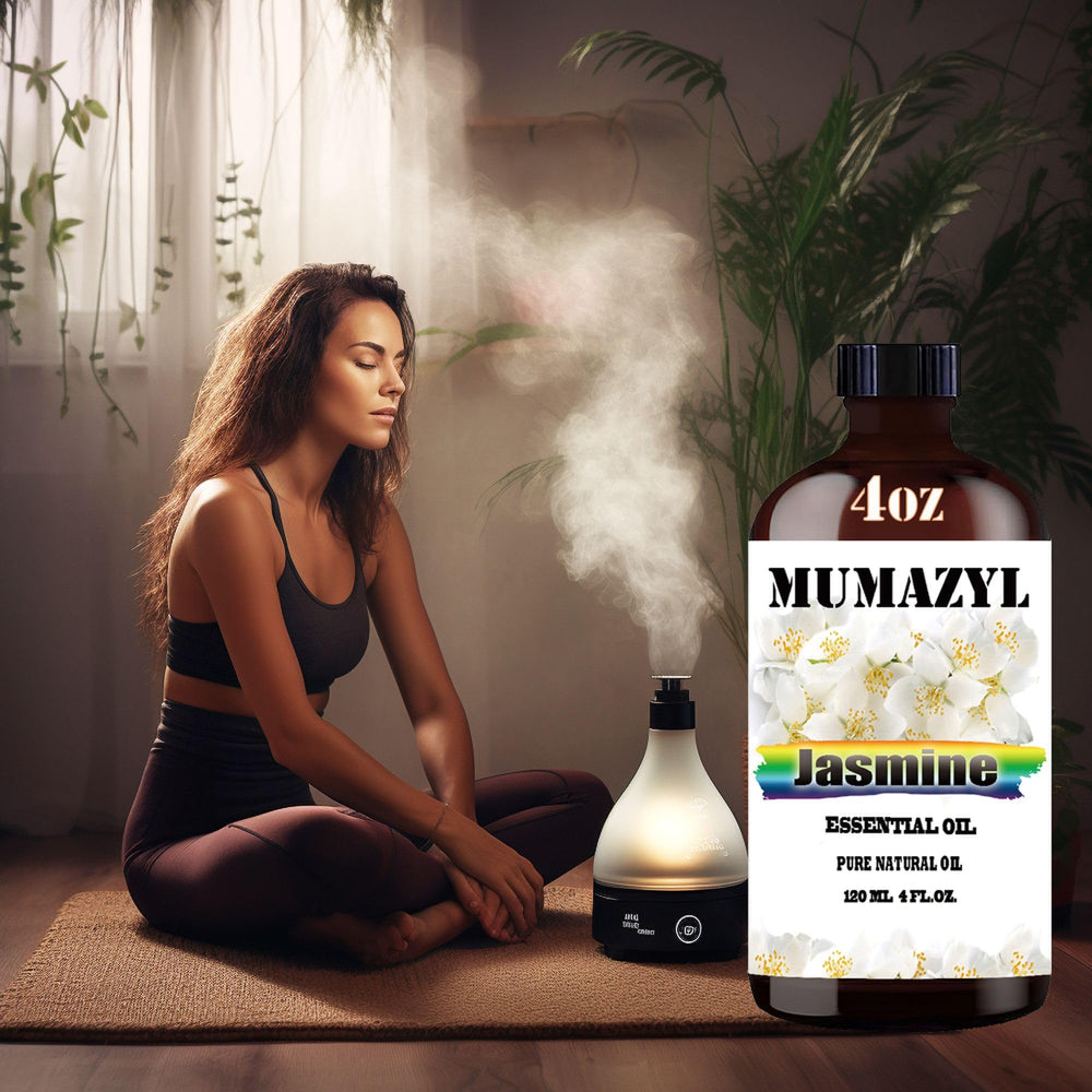 MUMAZYL Jasmine essential oil packaging on display