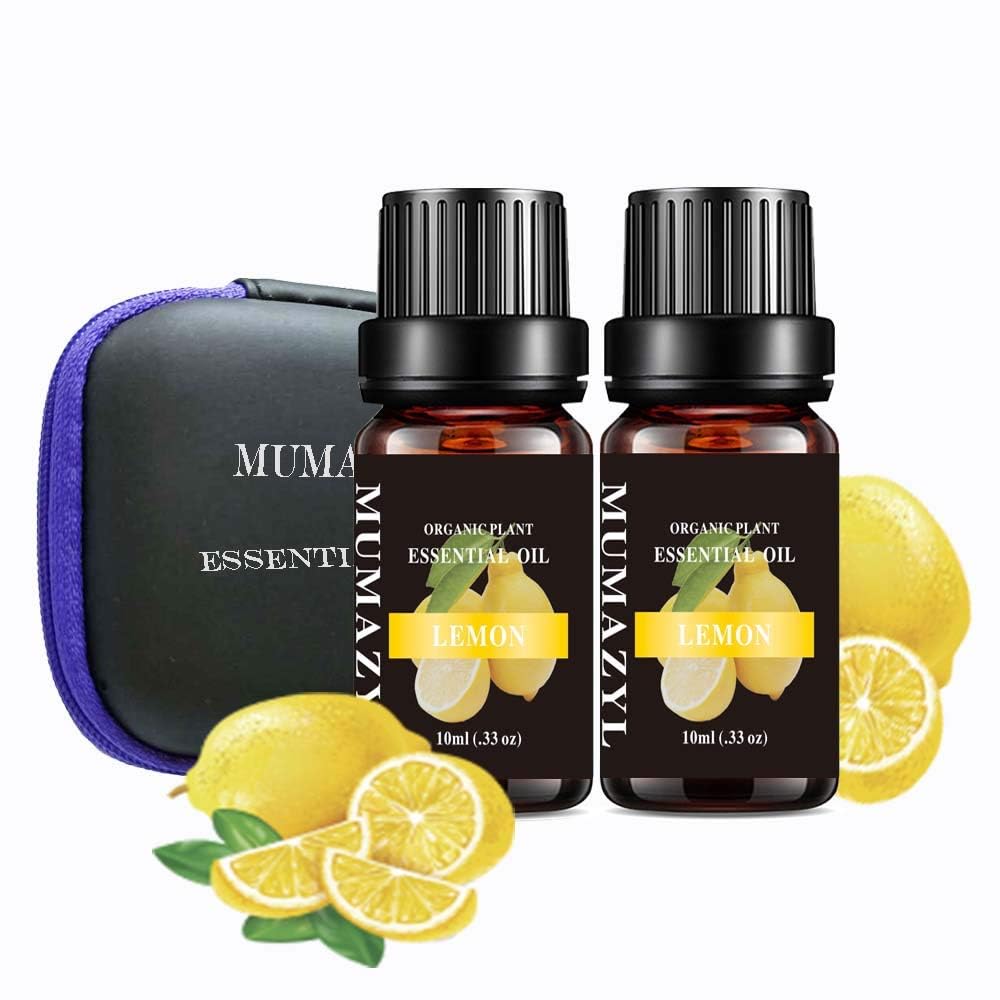 MUMAZYL lemon oil bottle-amber glass preserves potency for diffusing and cleaning.