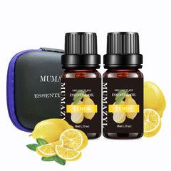 MUMAZYL lemon oil bottle-amber glass preserves potency for diffusing and cleaning.