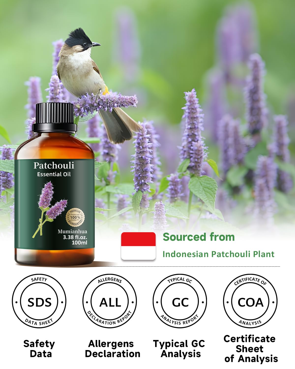 Mumianhua patchouli essential oil packaging 3.38 oz