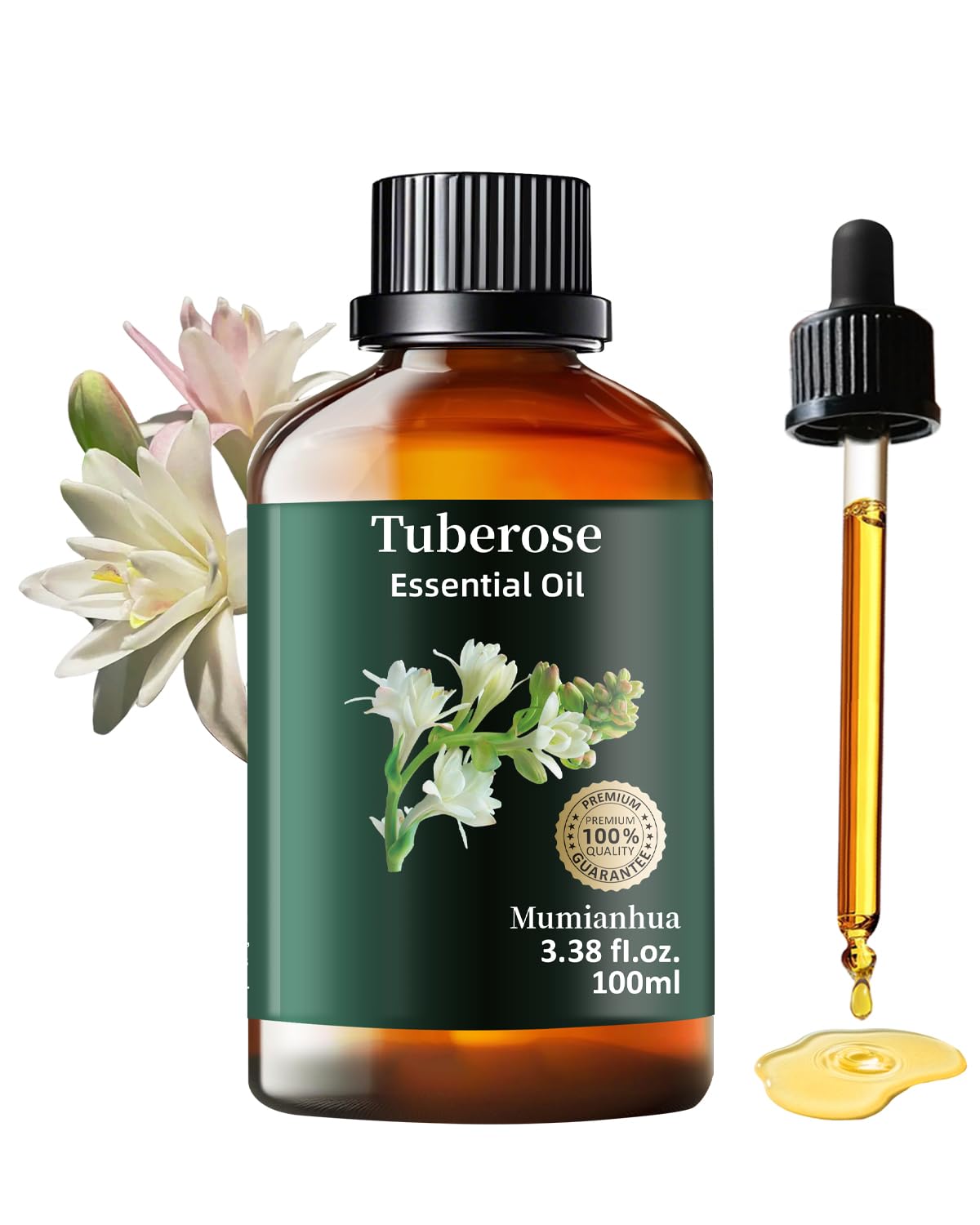 Mumianhua Tuberose essential oil in amber glass bottle (100 ml)