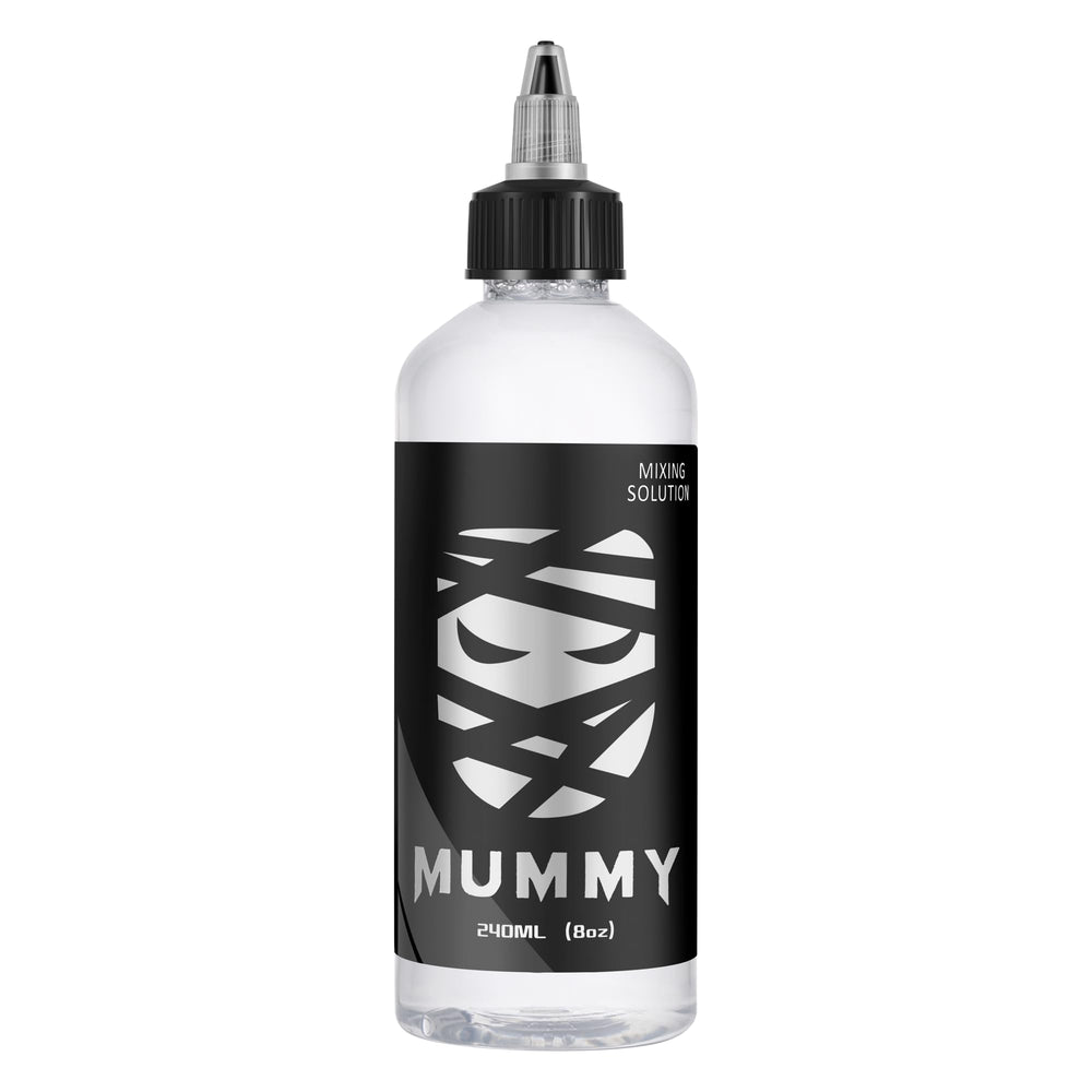 Mummy Tattoo Ink Mixing Solution 8oz bottle keeps inks fresh for vibrant tattoos