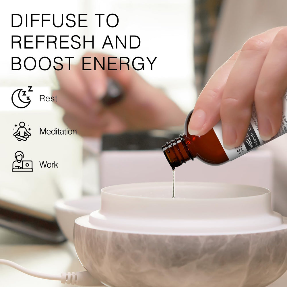 Aromatherapy diffusion with vanilla oil drops