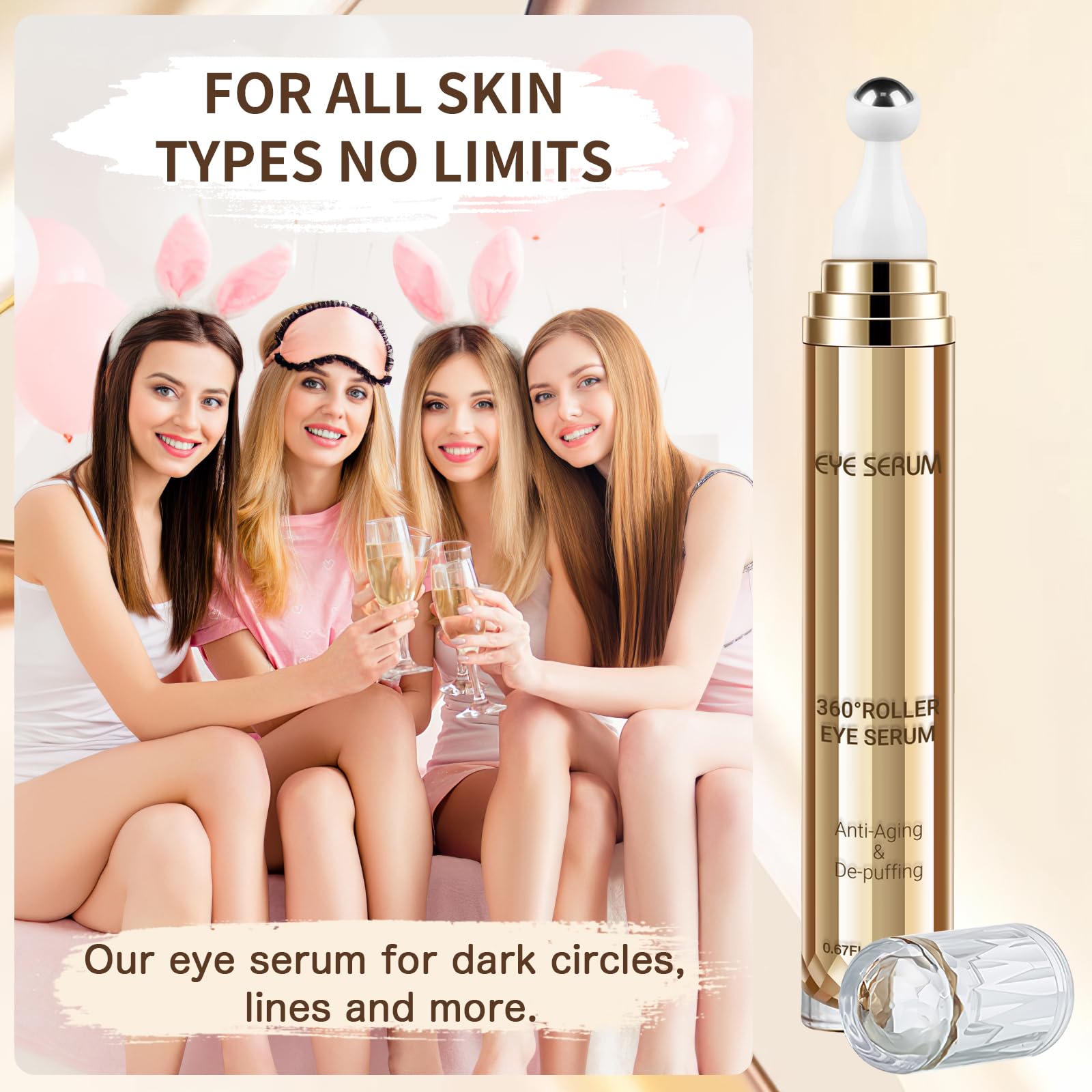 MUOCOBU caffeine eye serum 360 roller-ball provides a cooling massage
