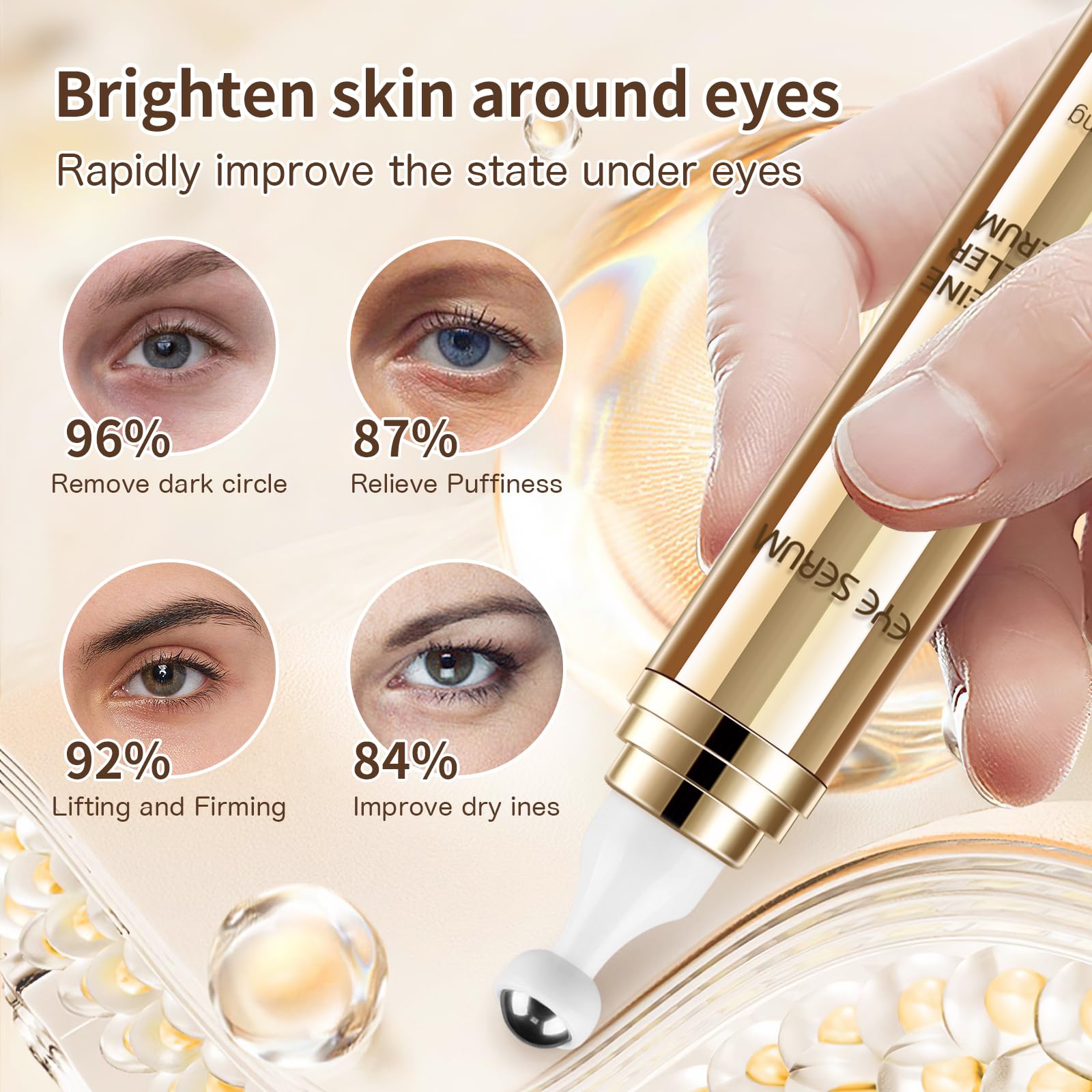 MUOCOBU caffeine eye serum under-eye area application promotes hydration and smoother look