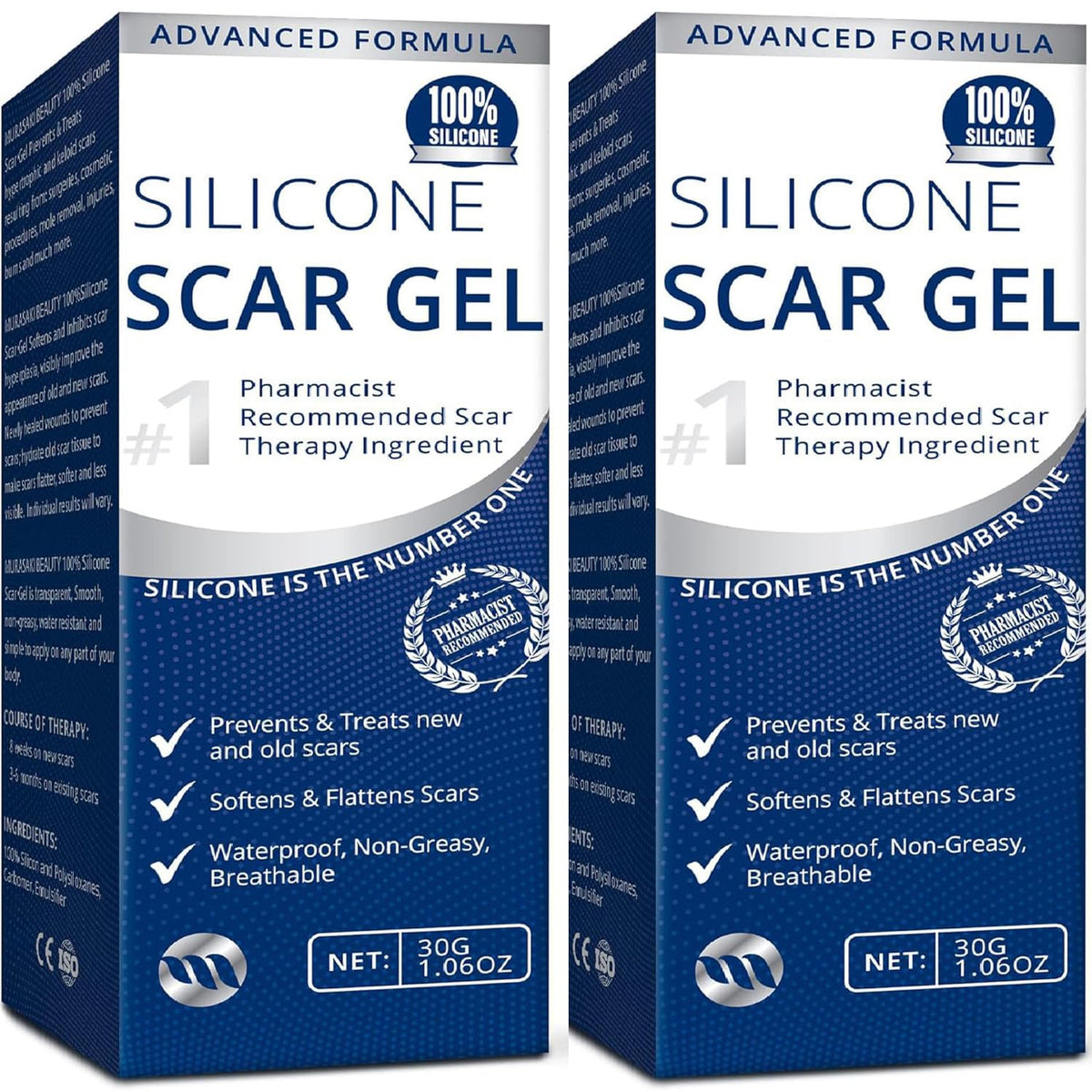 MURASAKI BEAUTY silicone scar gel 2-pack tubes help soften and fade scar color and texture.