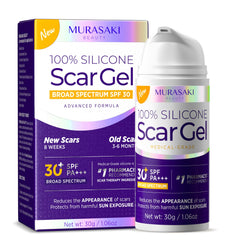 MURASAKI BEAUTY silicone scar gel bottle front view for easy daily scar care.