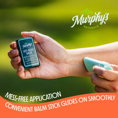 Murphy's Naturals bite relief balm-stick closeup showcases plant oils for gentle care.