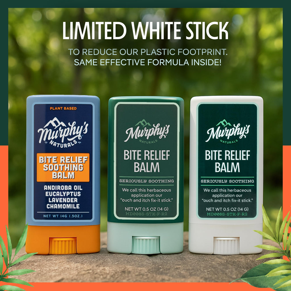 Murphy's Naturals bite relief balm-stick plant oil ingredients highlight natural care.