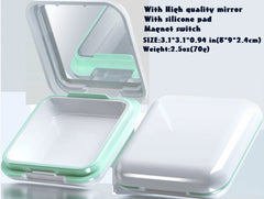 Opened denture bath case showing the drain tray