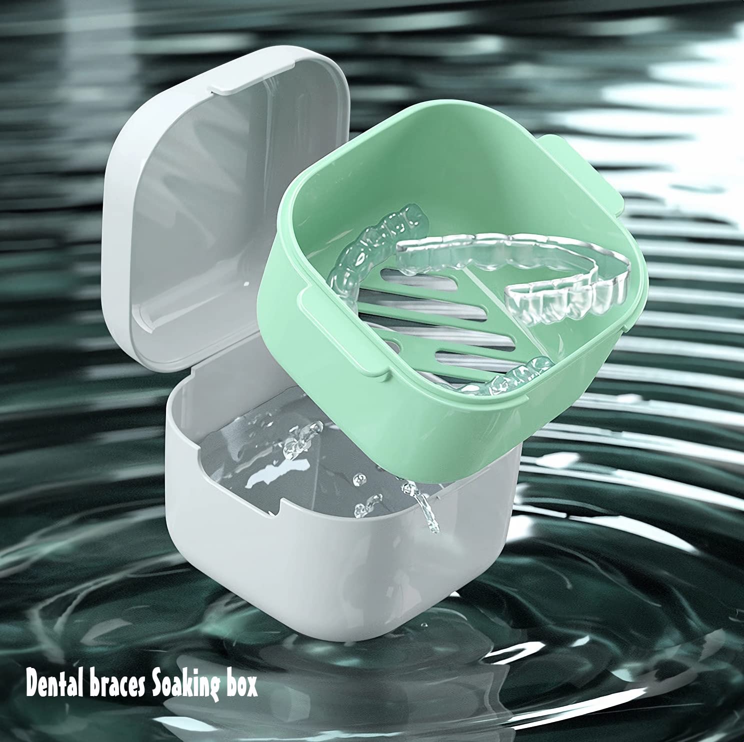Two retainer cases with denture bath case for comparison