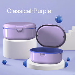 Compact denture holder for braces cleaner – purple finish