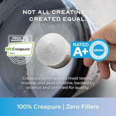 Close-up of scooping Creapure creatine monohydrate powder