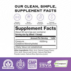 Muscle Feast Creapure Creatine Powder natural grape dissolving in water.