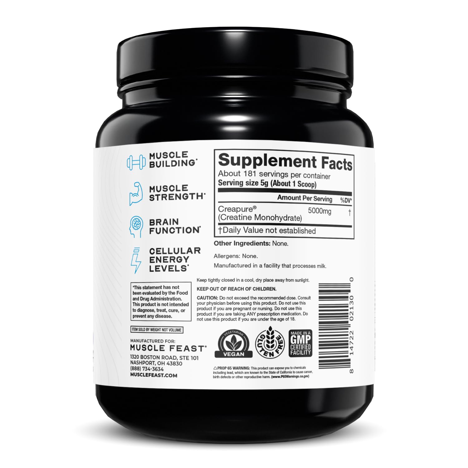 Muscle Feast Creapure pure creatine supports reliable muscle fuel