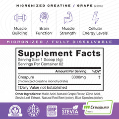 Creapure 99.9% pure label on Muscle Feast packaging.