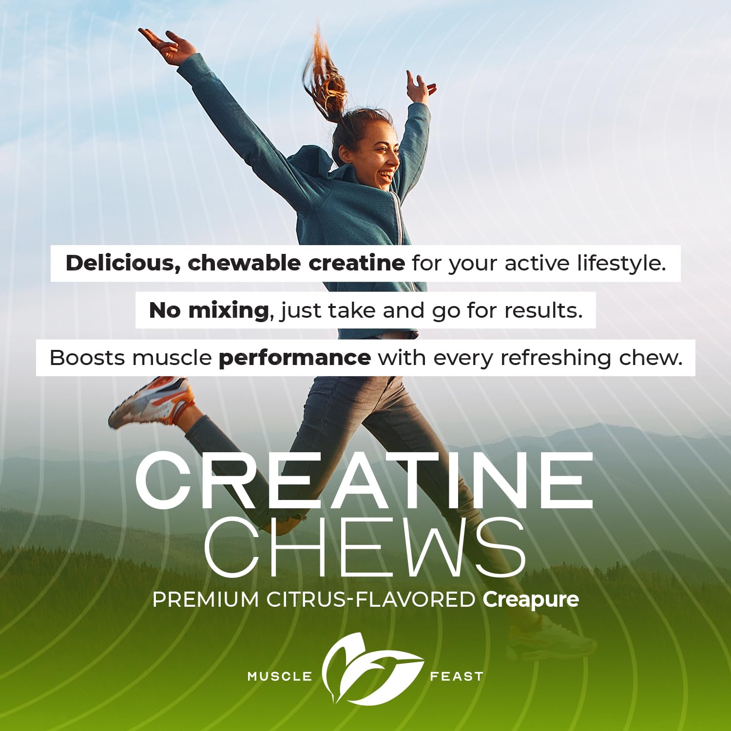 360 chewable tablets bottle with Muscle Feast label