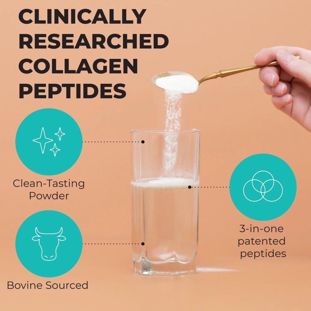 Muscle and joint support collagen powder being mixed
